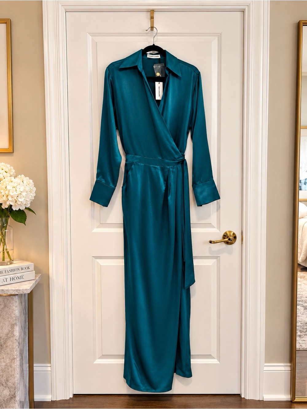 NONchalant Teal Long-Sleeve Wrap Maxi Dress